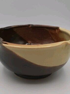 Vintage Hand Thrown Pottery Bowl Empty Bowls Rustic Browns Ceramic Art Signed